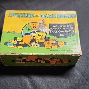 Checker and Game Board - Yellow and Green From 1940's